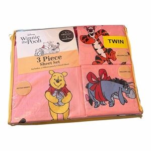 Disney Winnie the Pooh & Friends Pink Twin Size 3-Piece Sheet Set Tigger Eeyore